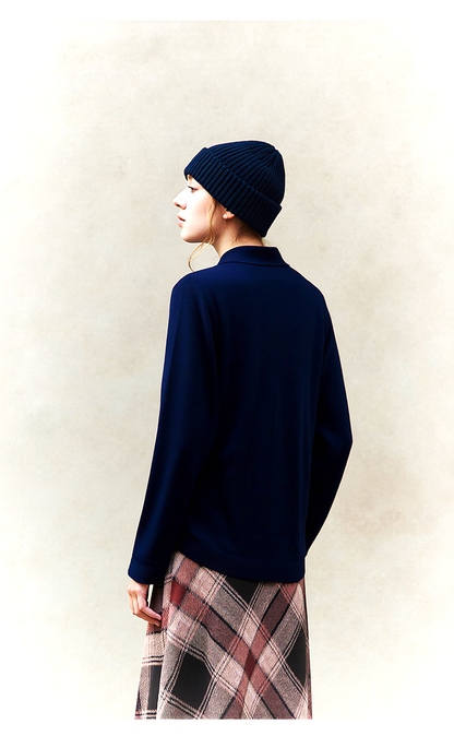 Navy V-Neck Button Pocket Cardigan