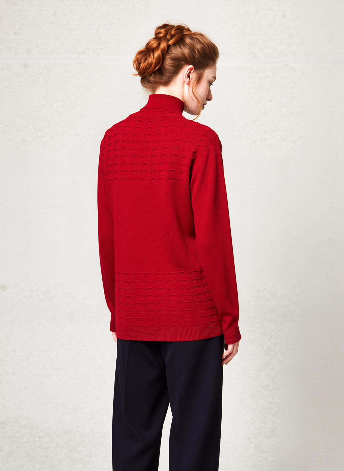 Red Scallop Edge to Edge Open Cardigan