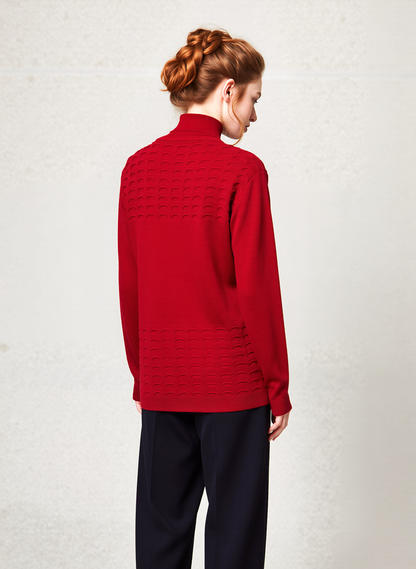 Red Scallop Edge to Edge Open Cardigan