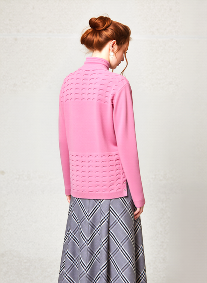 Pink Scallop Edge Open Cardigan