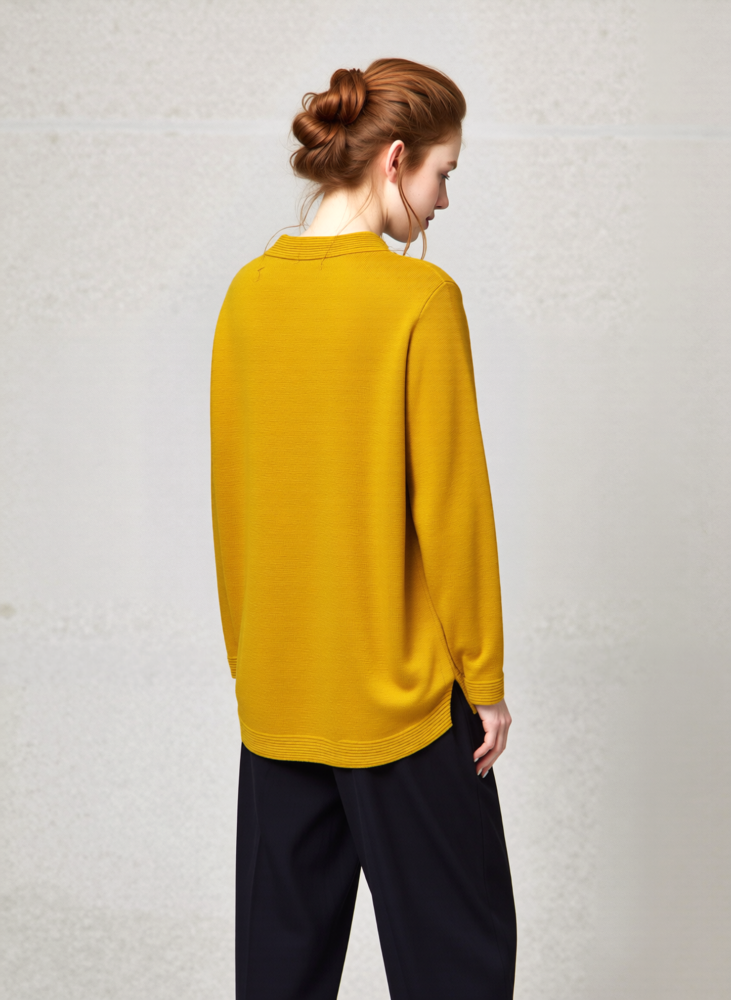 Mustard V-Neck Button Pocket Cardigan