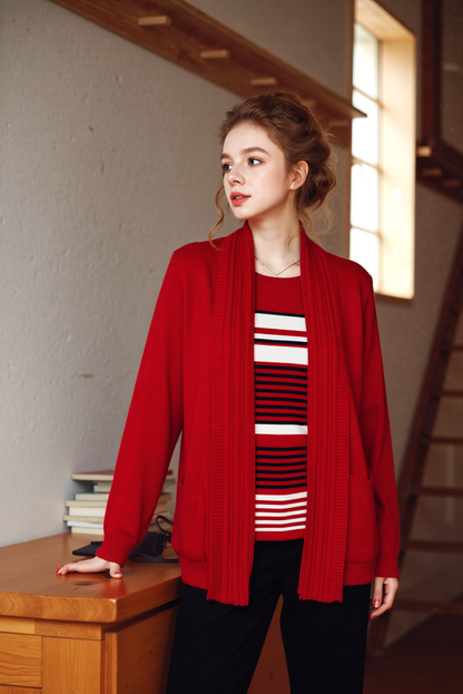 Red Stripe Twinset Jumper