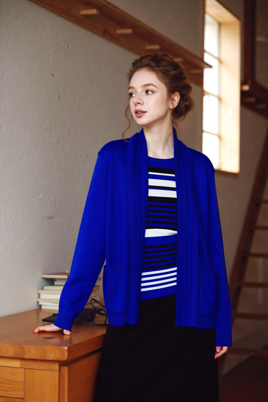 Royal Blue Stripe Twinset Jumper