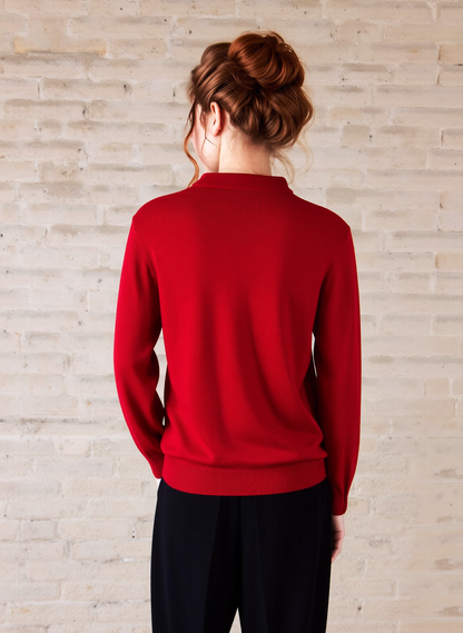 Red Round Neck Diamond Design Jumper