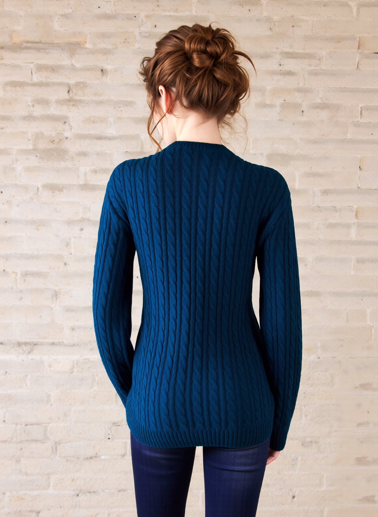 Teal V-Neck Cable Knit Jumper