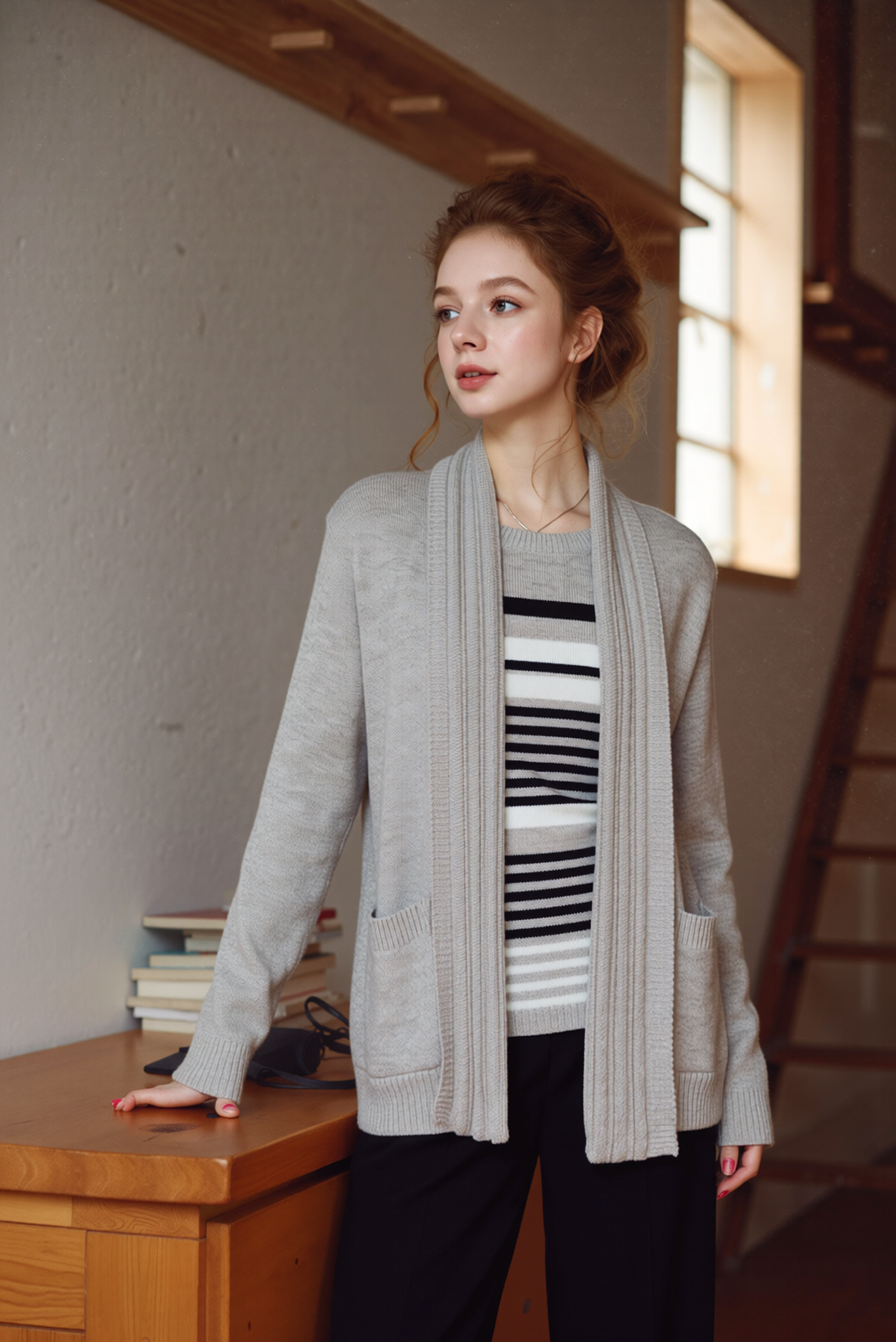 Beige Stripe Twinset Jumper
