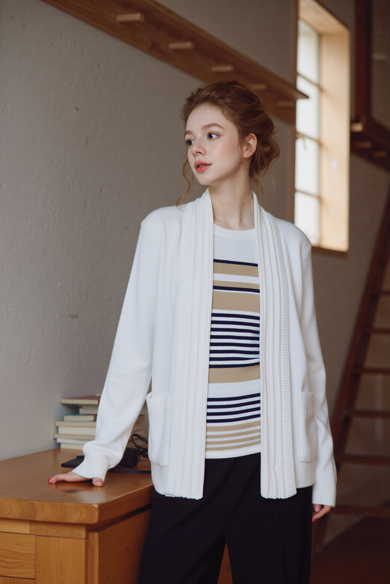 White Stripe Twinset Jumper