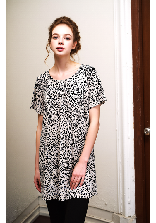 White Leopard Print Top