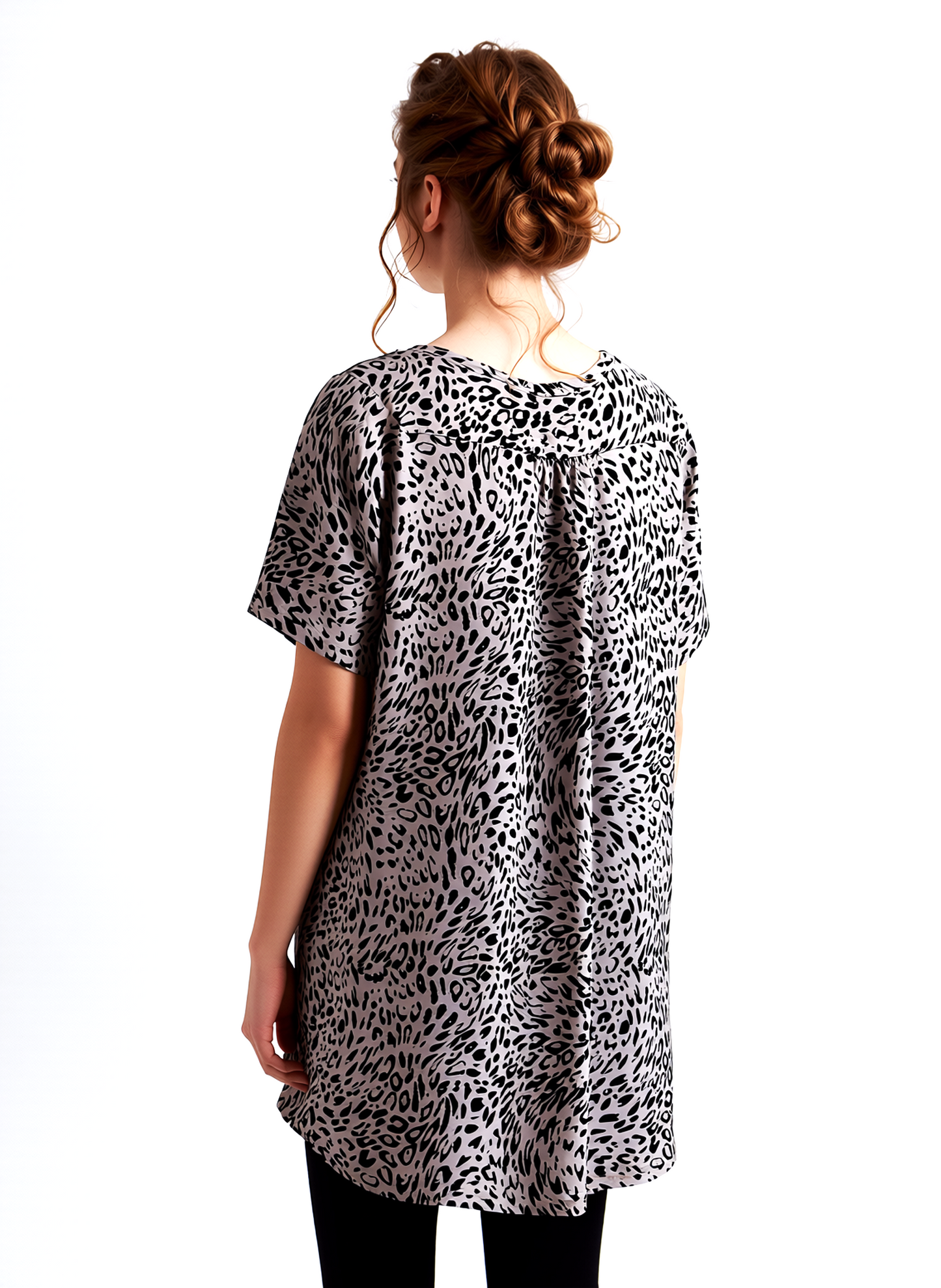 White Leopard Print Top