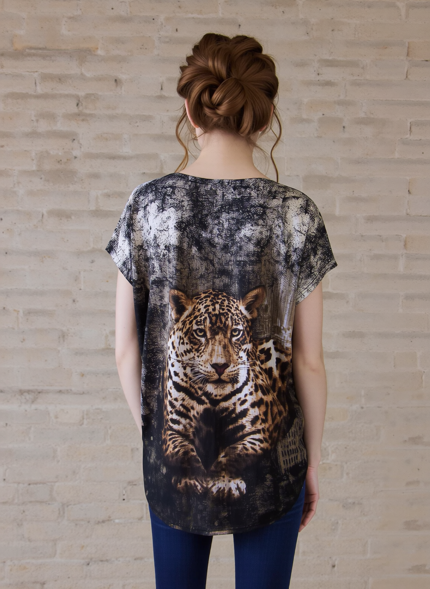 Black Contrast Tiger Glitter Top