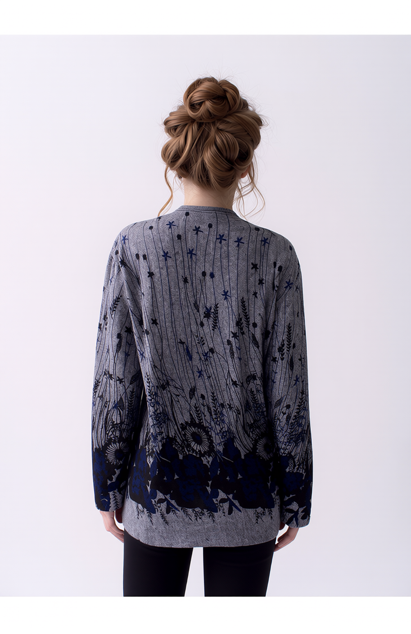 Navy Floral Pattern Soft Touch Top