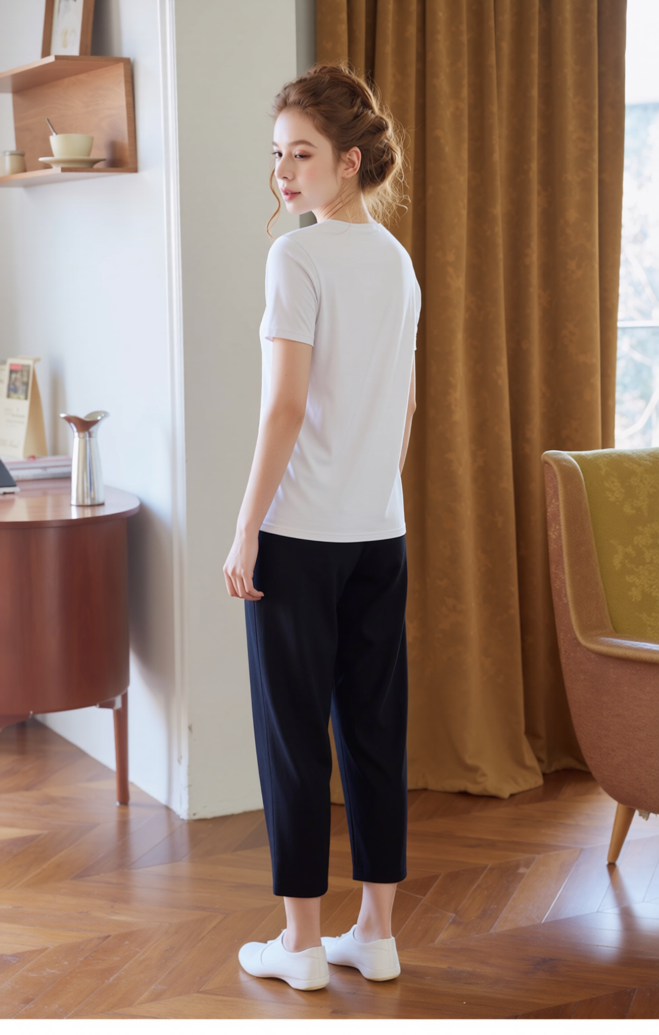 Black Cropped Cotton Trouser