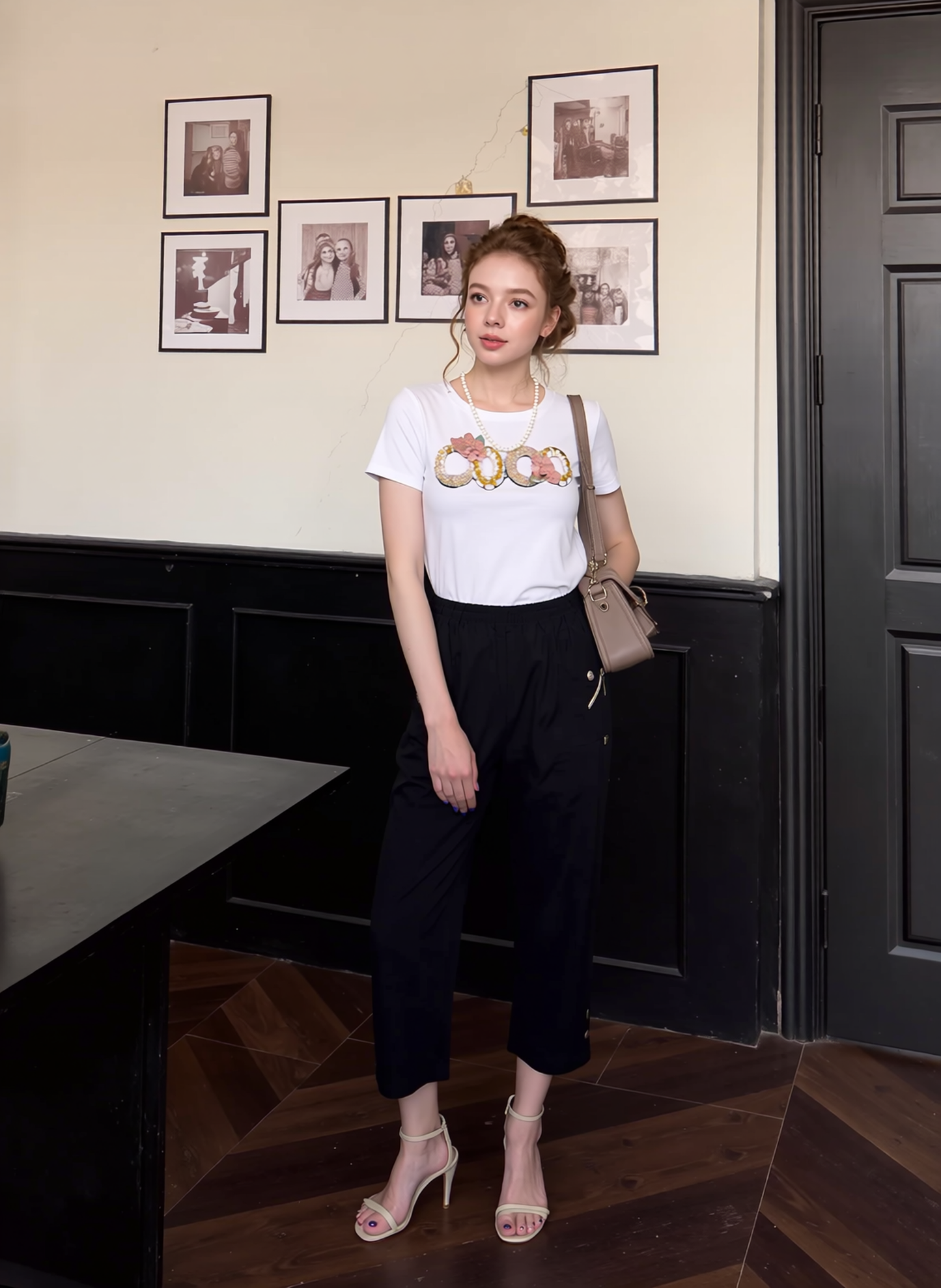 Black Cropped Cotton Trouser