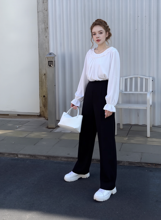 Black Wooltouch Elasticated Trouser