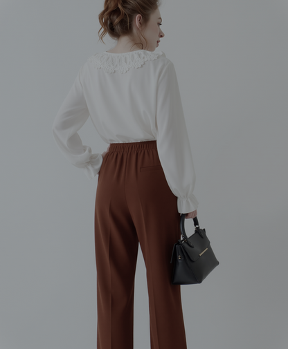 Brown Wooltouch Elasticated Trouser