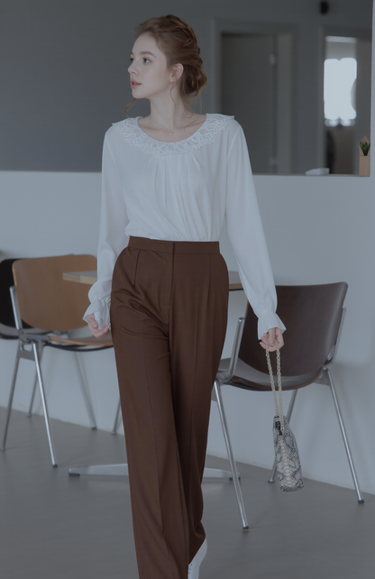 Brown Wooltouch Elasticated Trouser