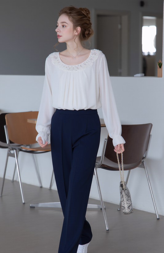 Navy Elasticated Trouser