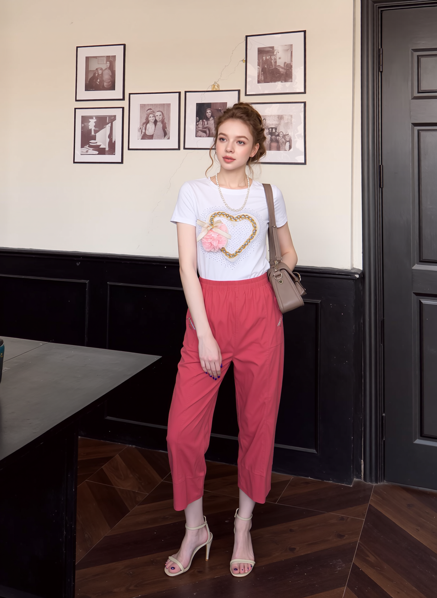 Coral Cropped Cotton Trouser
