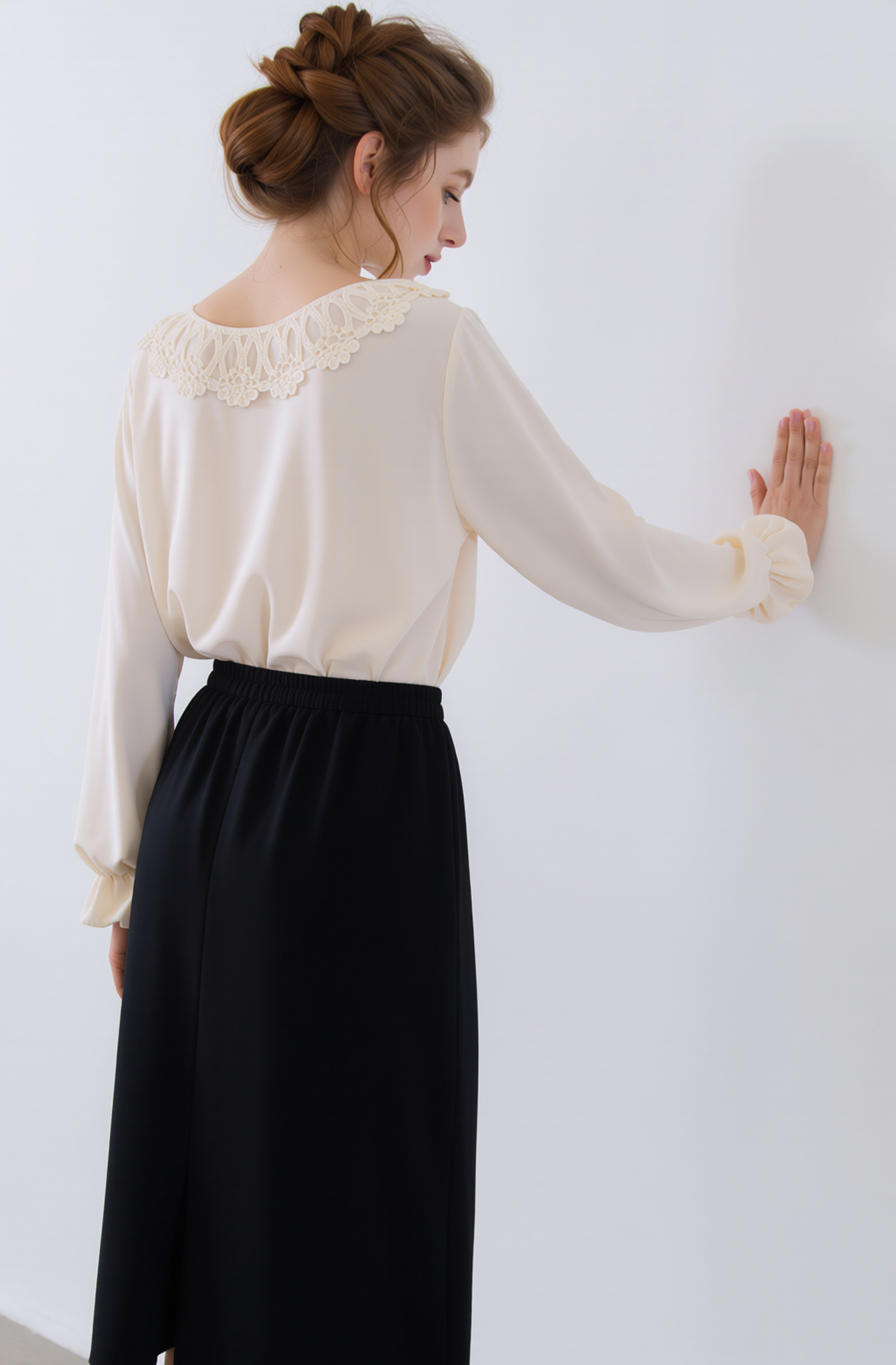 Black Elasticated Straight Skirt