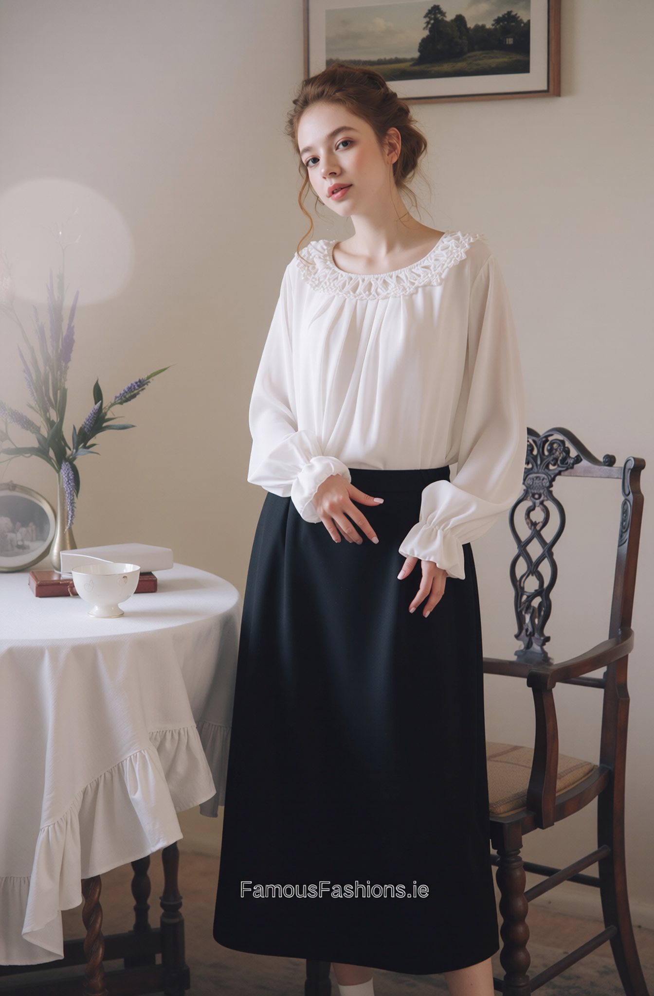 Black Elasticated Straight Skirt