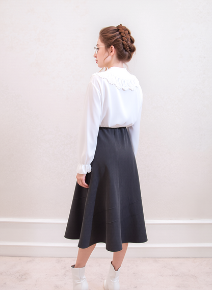 Grey Lined Elasticated A-Line Skirt