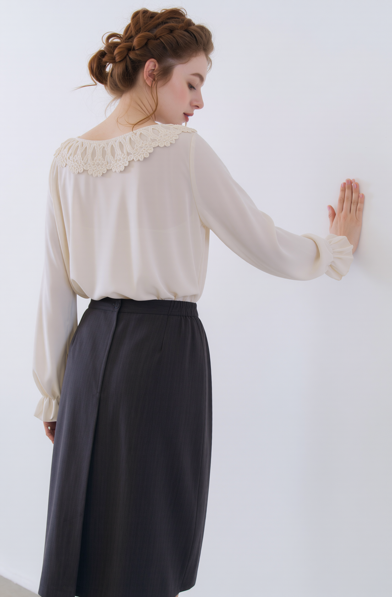 Grey Elasticated Straight Skirt