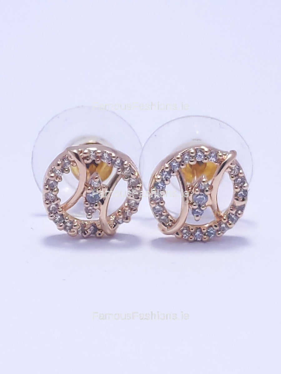 Gold Diamond Shape Stud Earrings