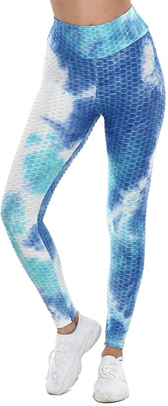 Blue Tie Dye Texture Detail Yoga Active Legging