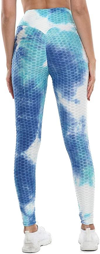 Blue Tie Dye Texture Detail Yoga Active Legging