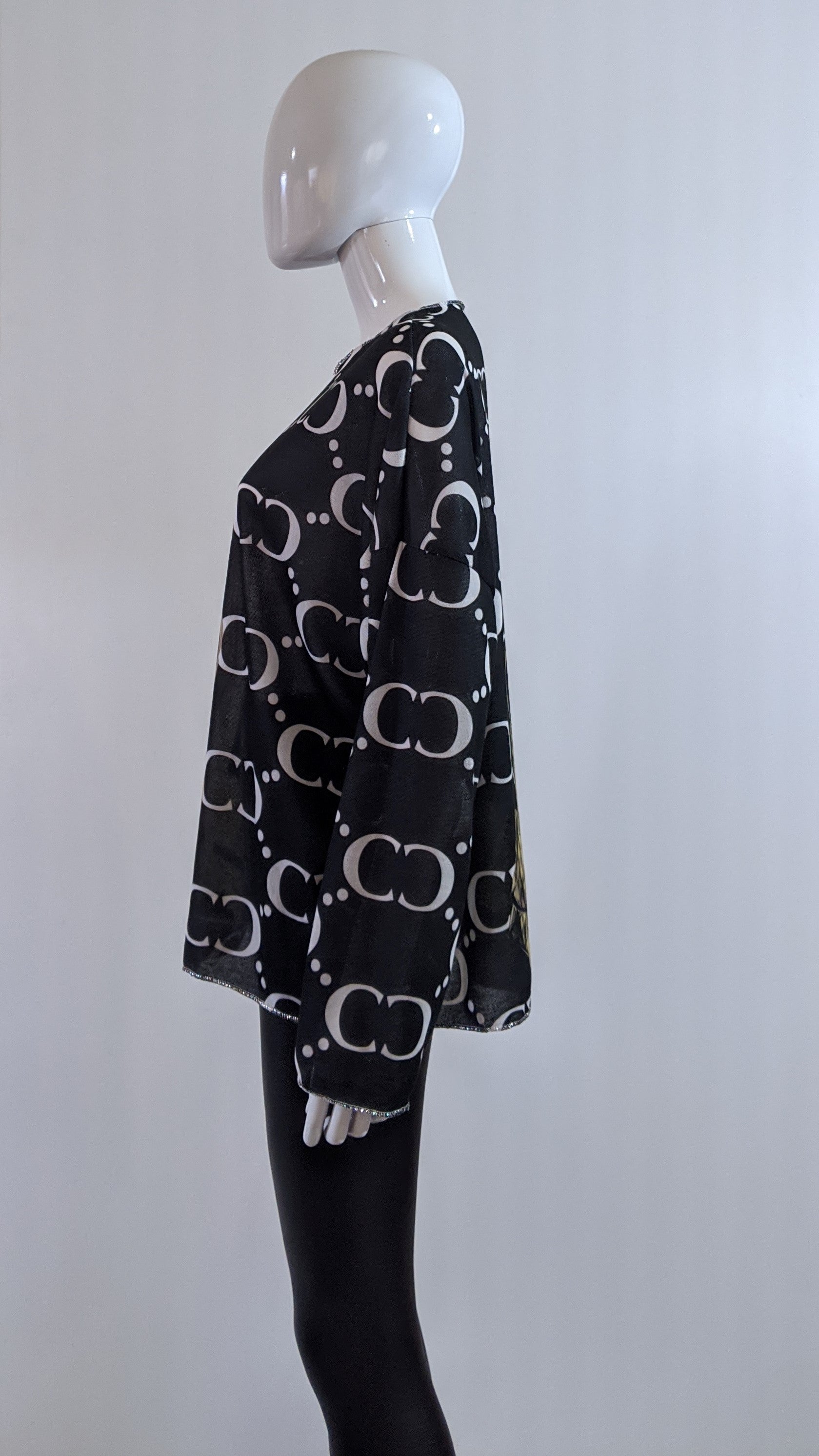 Black Letter Printed Tunic Top