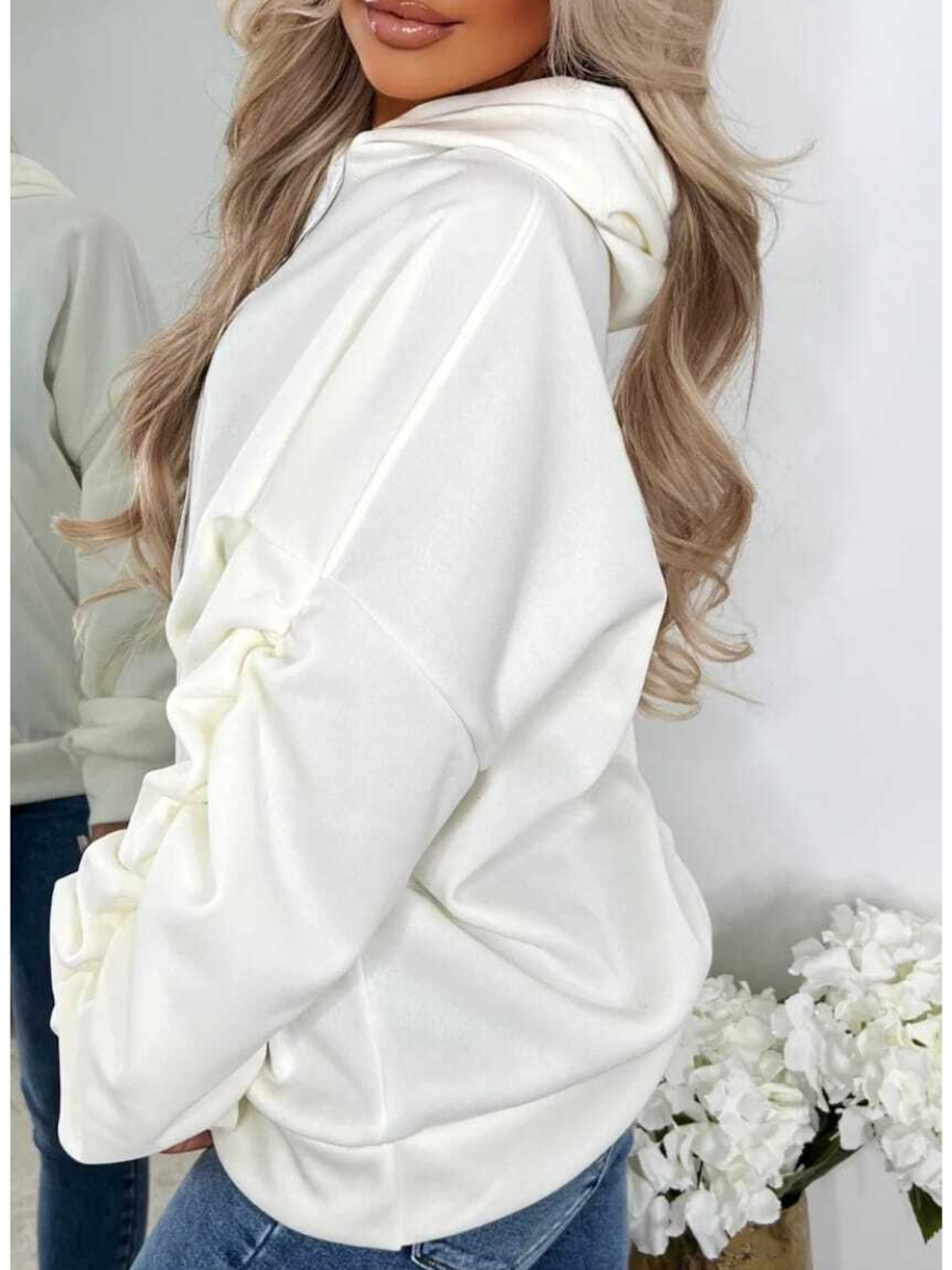 Hoodie with top ribbon drawstring