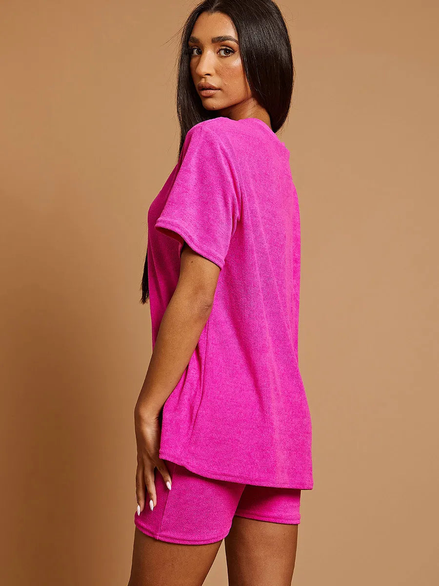 Pink cycling discount shorts co ord