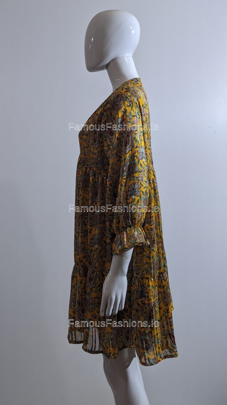 Mustard Paisley Design Smock Dress