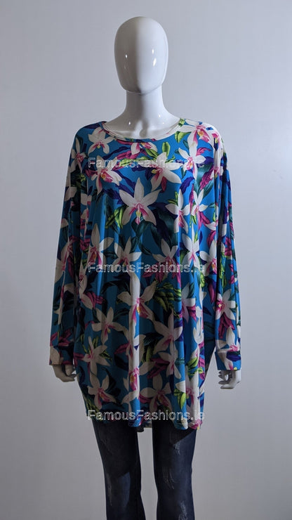 Turquoise Floral Print Top