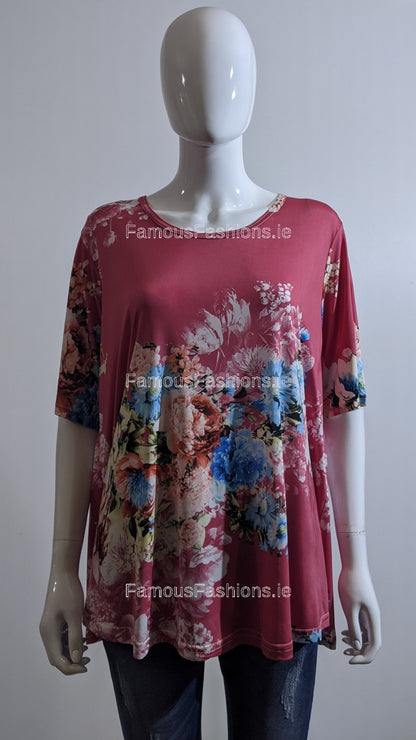 Cerise Pink Flower Print Top