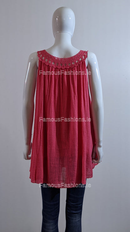 Cerise Pink Sleeveless Vest Top