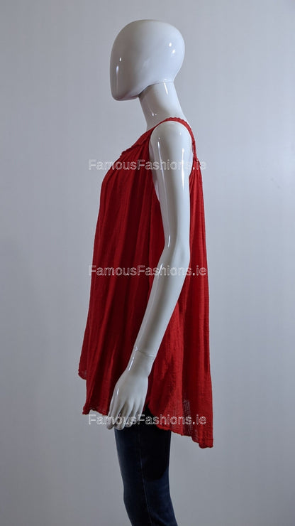 Red Cotton Vest Top