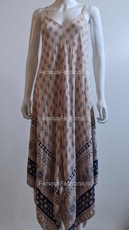 Pink Pattern Sleeveless Maxi Dress