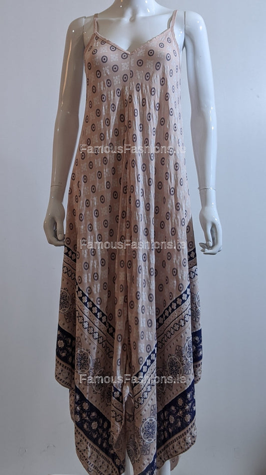 Pink Pattern Sleeveless Maxi Dress