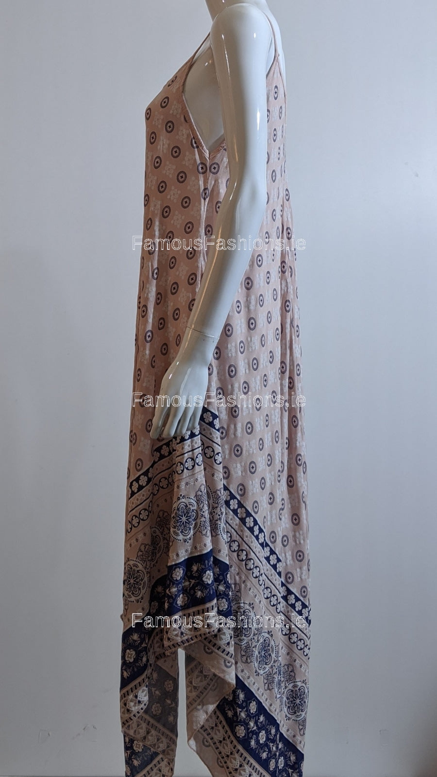 Pink Pattern Sleeveless Maxi Dress