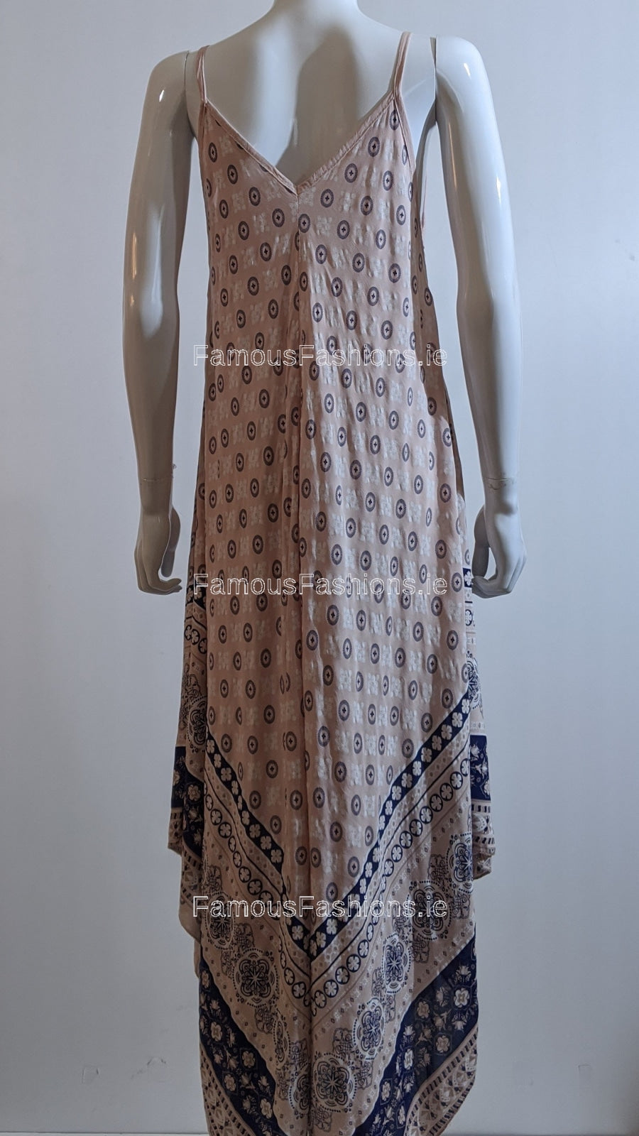 Pink Pattern Sleeveless Maxi Dress