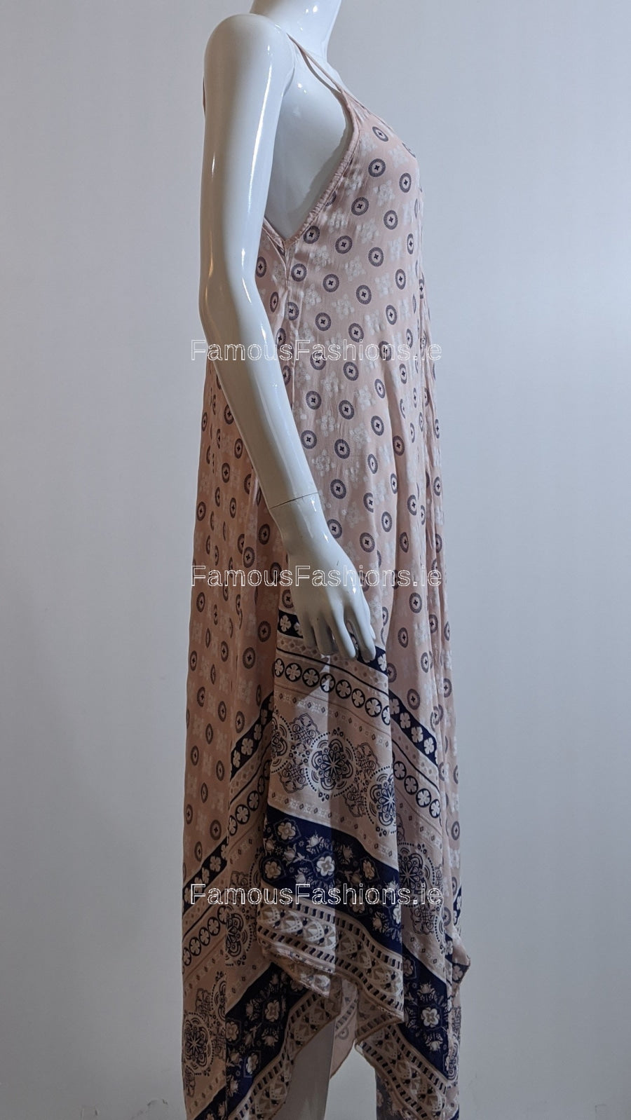 Pink Pattern Sleeveless Maxi Dress