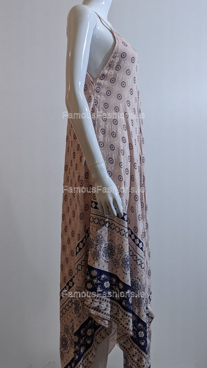 Pink Pattern Sleeveless Maxi Dress