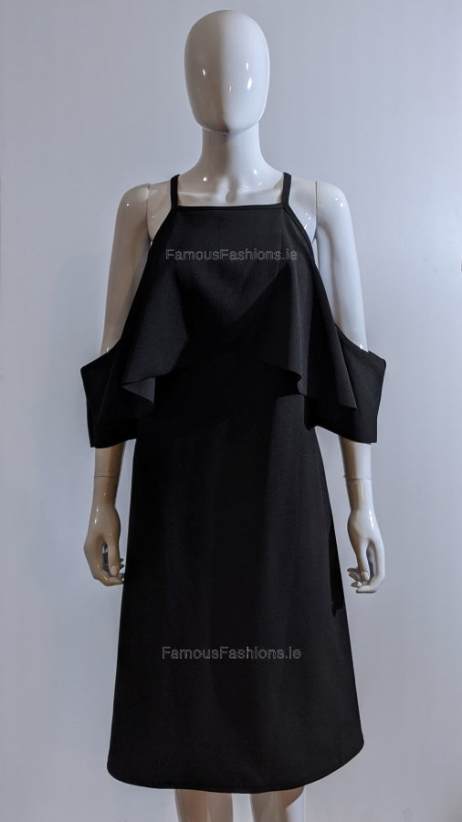 Black Shoulder Cut Layered Sleeve Dress