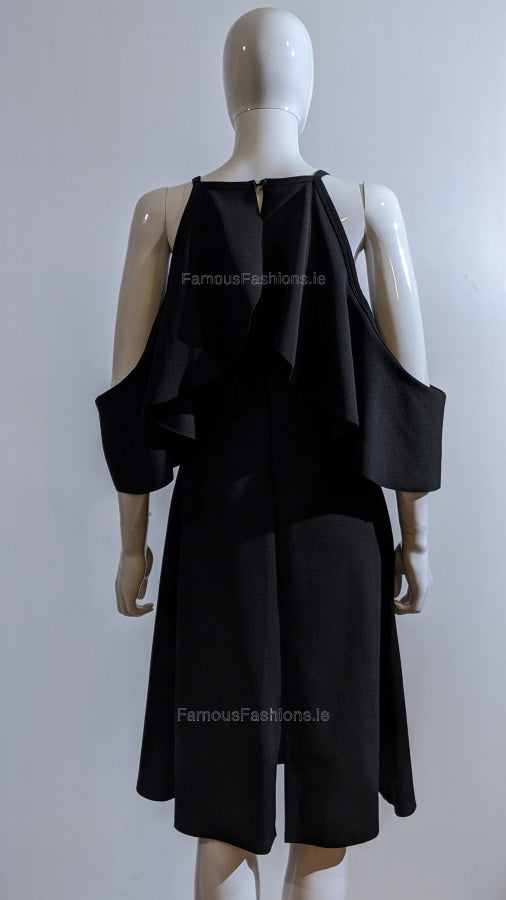 Black Shoulder Cut Layered Sleeve Dress
