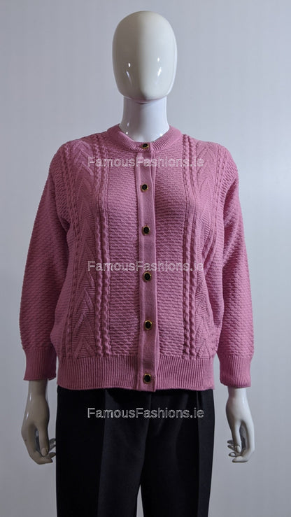 Pink Button Up Design Cardigan