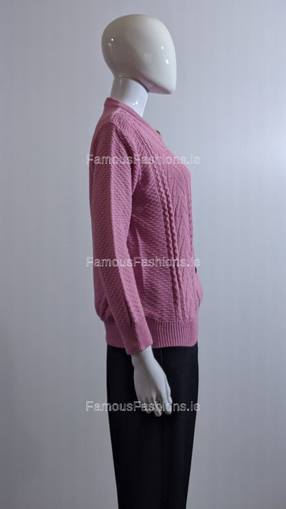 Pink Button Up Design Cardigan