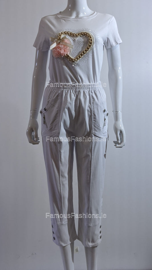 White Cropped Cotton Trouser