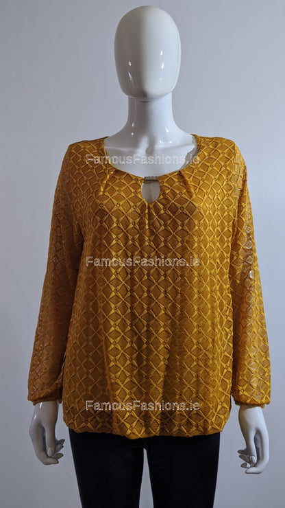 Mustard Lace Design Top
