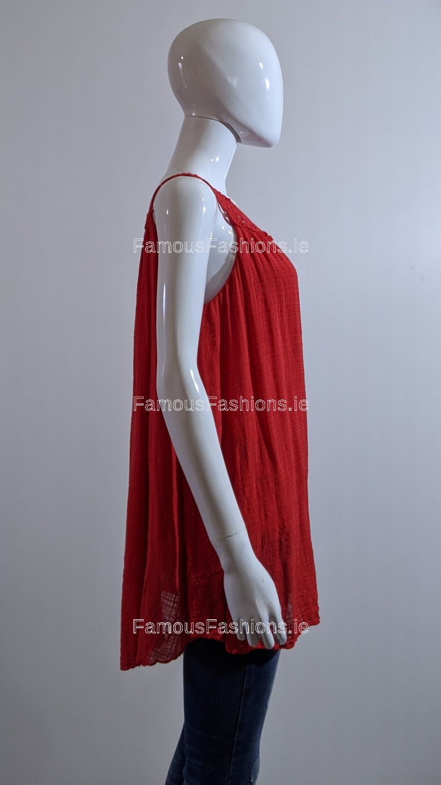 Red Cotton Vest Top
